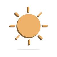 3d sun icon in minimal cartoon style vector