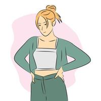 personaje de mujer joven con ropa de dormir en estilo de dibujos animados planos vector