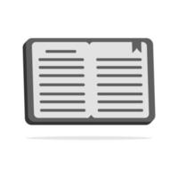 3d diary icon in minimal cartoon style vector