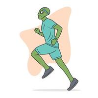 Alien characters are exercising in flat cartoon style vector