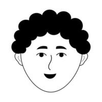 African-american man face in doodle style. Avatar of smiling afro guy. vector