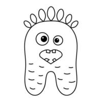 Cute Doodle monster. Funny line hand-drawn alien. vector