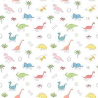 Seamless pattern with dinosaurs in scandinavian style. vector