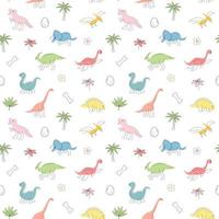 Seamless pattern with dinosaurs in scandinavian style. vector