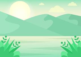 Mountain landscape with lake. Panorama of summer beautiful nature. vector