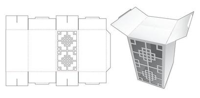 caja de embalaje china con plantilla troquelada de apertura de 2 vueltas centrales vector