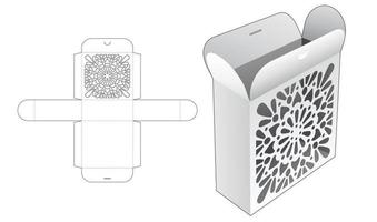 caja de cartón con plantilla troquelada de mandala estampada y maqueta 3d vector