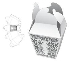 Wheel lock packaging with stenciled pattern die cut template and 3D mockup vector