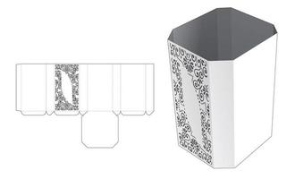 caja de papelería octogonal con plantilla troquelada de patrón estampado y maqueta 3d vector
