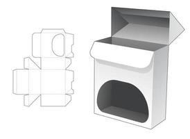 caja bloqueada automáticamente con plantilla troquelada de ventana y maqueta 3d vector