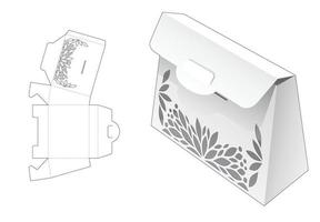 bolsa de cartón con plantilla troquelada estarcida y maqueta 3d vector