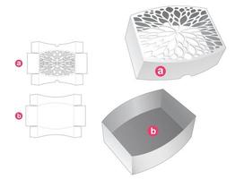 caja redonda estampada y plantilla troquelada de tapa y maqueta 3d vector