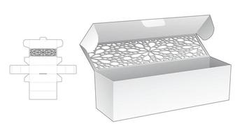 plantilla troquelada de caja larga con tapa estampada y maqueta 3d vector