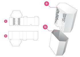 Hexagonal box with stenciled die cut template and 3D mockup vector