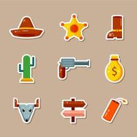 Wild West Cowboy Stickers Collection vector