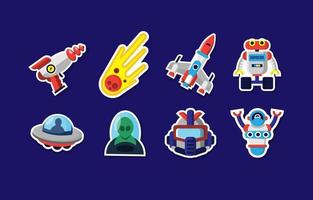 Sci Fiction Movie Stickers Collection vector