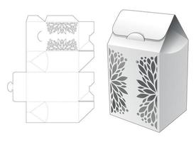 Stenciled flip bag box with die cut template vector