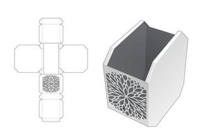 stenciled octagonal box die cut template and 3D mockup vector