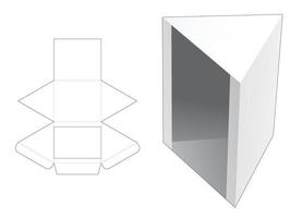 embalaje triangular con plantilla troquelada de ventana y maqueta 3d vector