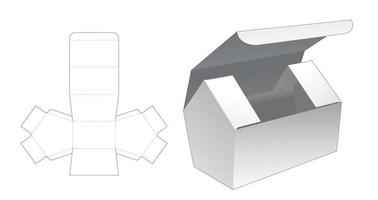 Flips house shaped box die cut template and 3D mockup vector