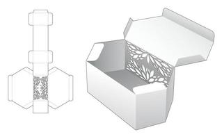 caja hexagonal volteada con plantilla troquelada estampada y maqueta 3d vector