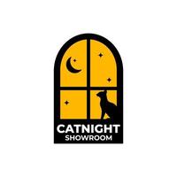 Cat Night Windows Logo Templates vector