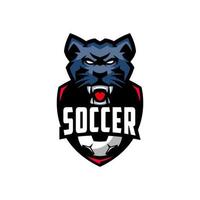 Soccer Black Panther Logo Design Premium vector