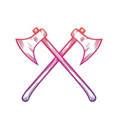 crossed axes isolated on white