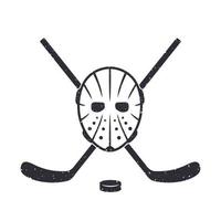 Hockey mask and crossed sticks on white, grunge can be easily removed vector