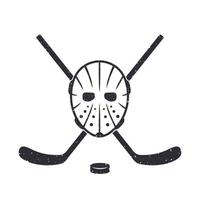 Hockey mask and crossed sticks on white, grunge can be easily removed vector