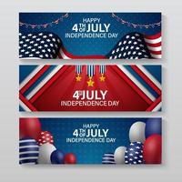 Set of 4th of July Banner vector