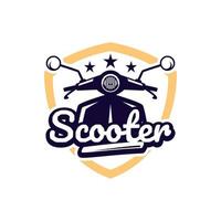 plantillas de diseño de logotipo de escudo de scooter vector