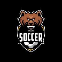 diseño de logotipo de oso de club de fútbol premium vector