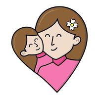 Heart symbol with a combination of child and mother. Unique elements with both love and mother's day themes vector