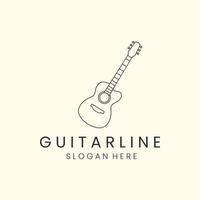 guitar with line art style logo icon template design. acoustic, melody,string,vector illustration vector