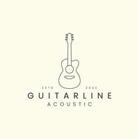 guitar with line art style logo icon template design vector illustration