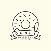 doughnuts with badge and line art style logo icon template design vector illustration