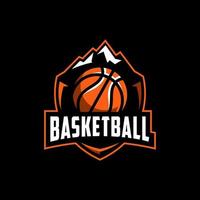 Basketball Mountain Sports Logo Design vector