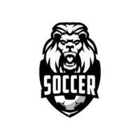 diseño de logotipo de club de león de fútbol premium vector