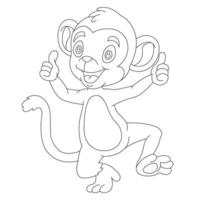 Cute Little Monkey Outline Coloring Page for Kids Animal Coloring Book Cartoon Vector Illustration