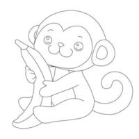 Cute Little Monkey Outline Coloring Page for Kids Animal Coloring Book Cartoon Vector Illustration