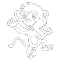 Cute Little Monkey Outline Coloring Page for Kids Animal Coloring Book Cartoon Vector Illustration