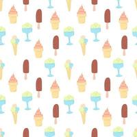 Seamless summer ice cream pattern. Flat vector illustration