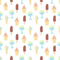 Seamless summer ice cream pattern. Flat vector illustration