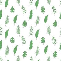 Seamless summer pattern of tropical leaves. Flat vector illustration