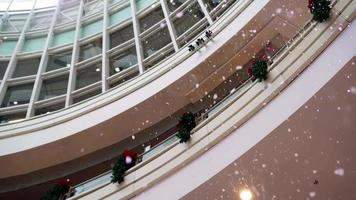 Artificial fake snow fall from the sky video