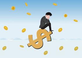 financial crisis. sad businessman or manager The cause of the stock market crash. flat vector illustration