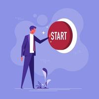 Startup working enterprise. new business or launch start up company concept. Businessman pushing start button vector