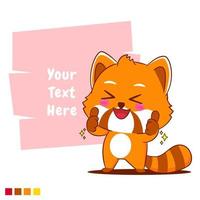 Cute red panda showing thumbs up with bubble text cartoon character vector