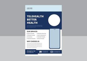 Telehealth flyer design template. online medicine guide poster leaflet design template. Telemedicine flyer design. Cover, flyer design vector